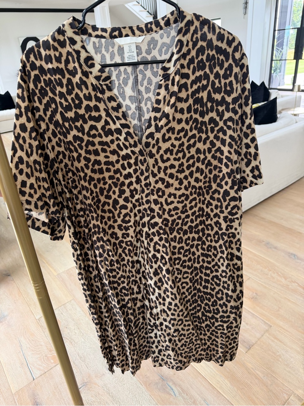 H&M Leopard-Print Mini Dress in Tan and Black